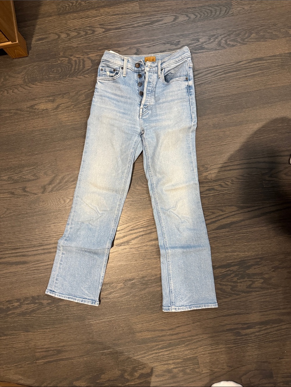 MOTHER Light Wash High-Rise Straight Jeans